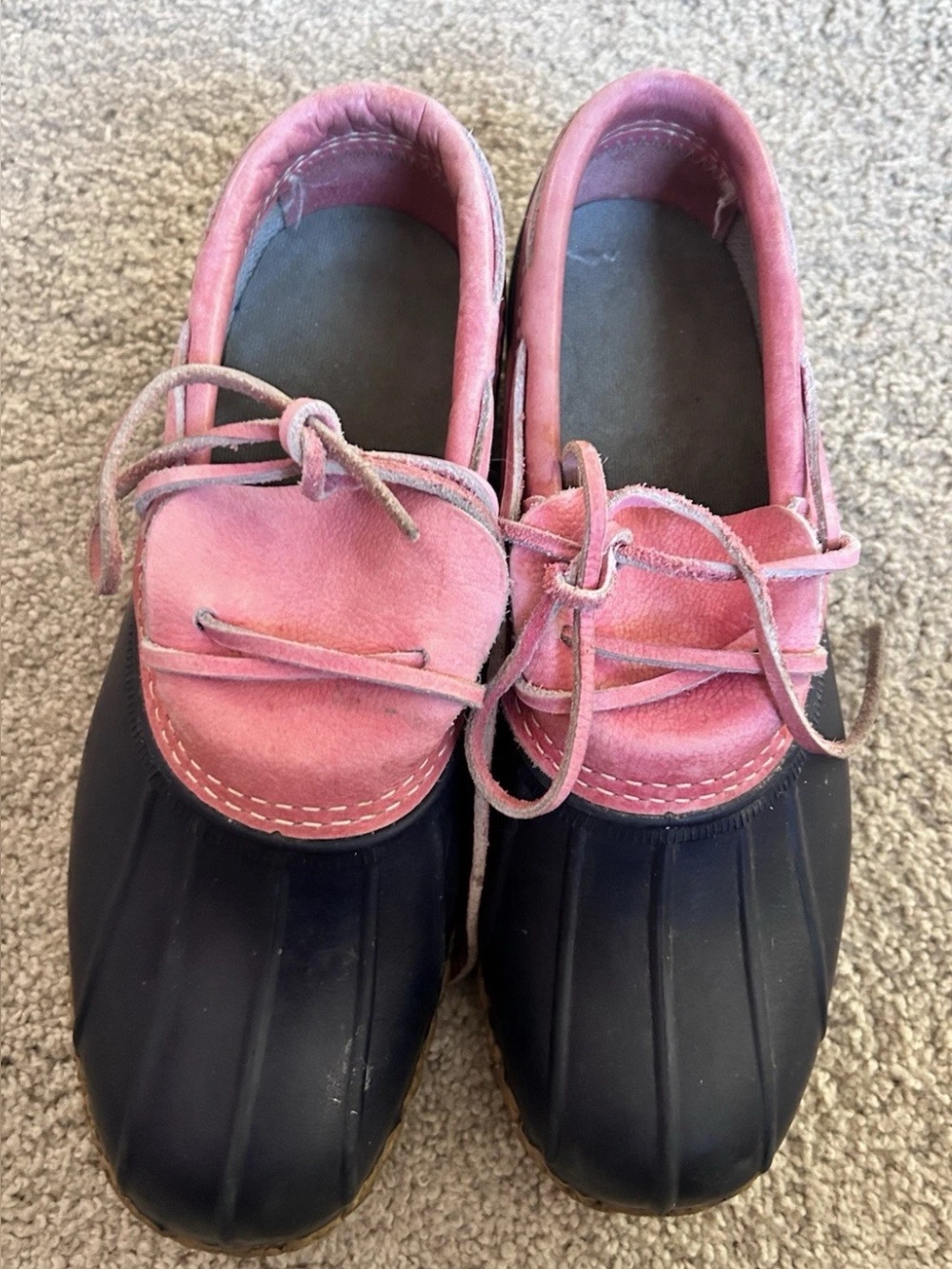 Vintage LL BEAN  Bean Boots Pink/Navy Low Boots Size 8 Made In USA duck shoes